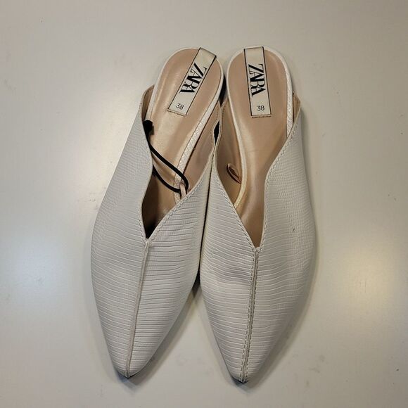 BRAND NEW EMBOSSED LEATHER FLAT LOAFER MULES POINTED TOE SHOE - Picture 13 of 15